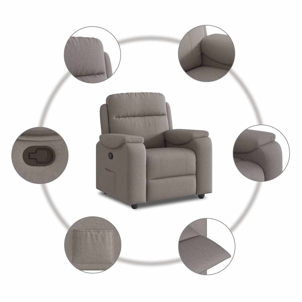Fauteuil verstelbaar stof taupe is nu te koop bij PeponiXL, paradijselijk wonen!