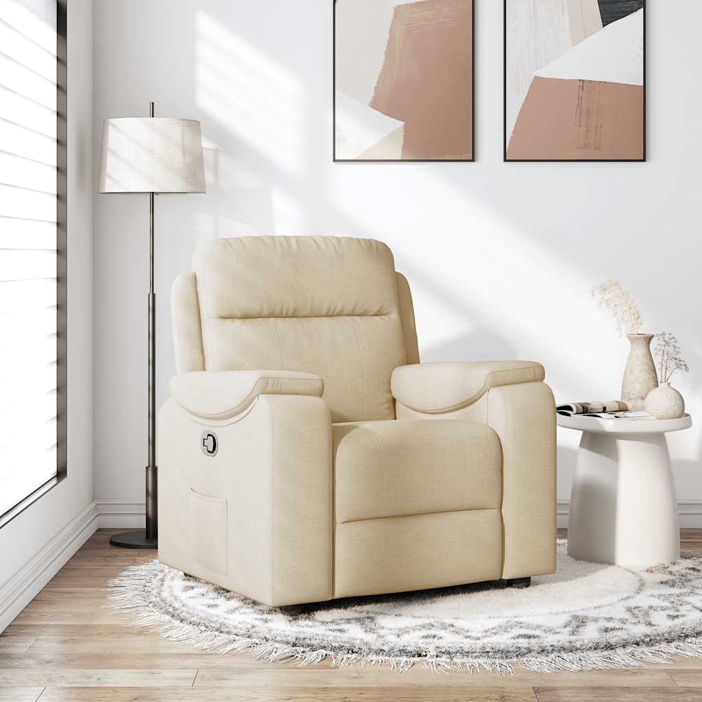 Fauteuil verstelbaar stof crèmekleurig is nu te koop bij PeponiXL, paradijselijk wonen!