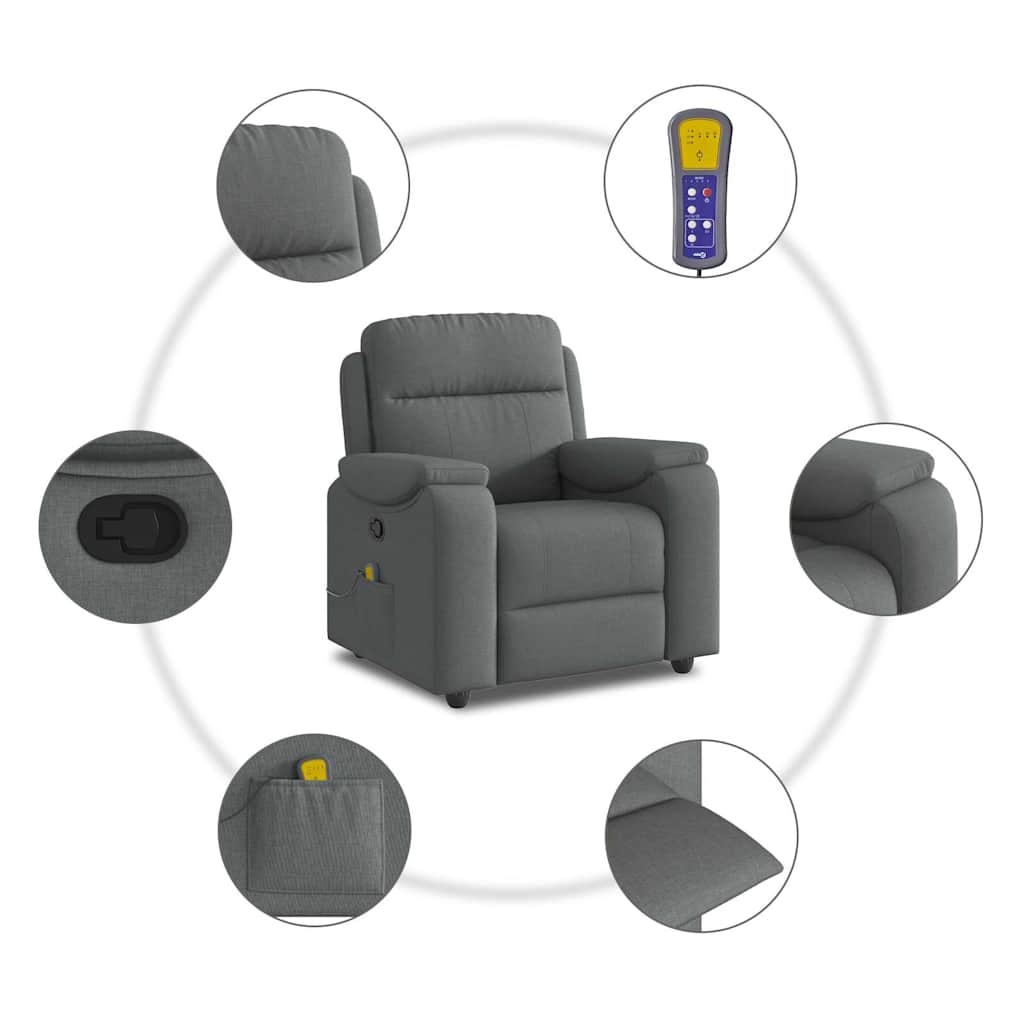 Massagestoel verstelbaar stof donkergrijs is nu te koop bij PeponiXL, paradijselijk wonen!