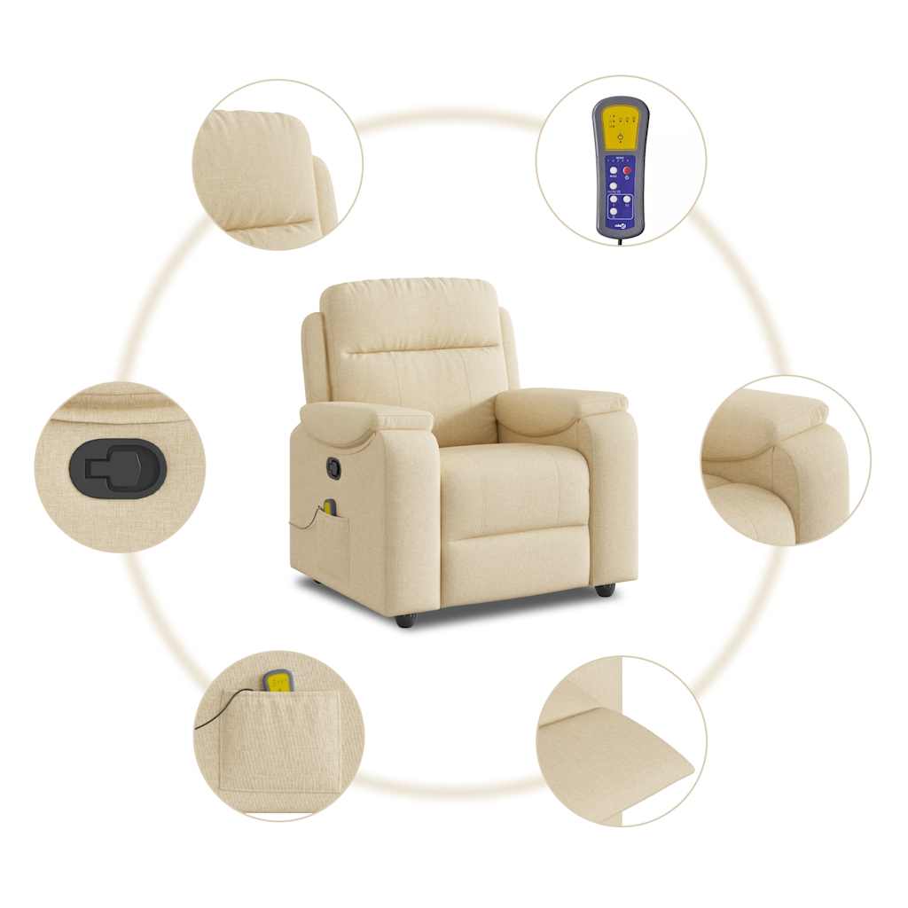Massagestoel verstelbaar stof crèmekleurig is nu te koop bij PeponiXL, paradijselijk wonen!