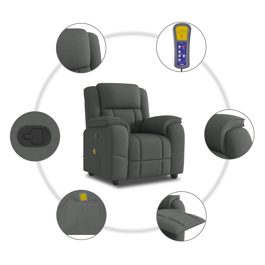 Massagestoel verstelbaar stof donkergrijs is nu te koop bij PeponiXL, paradijselijk wonen!
