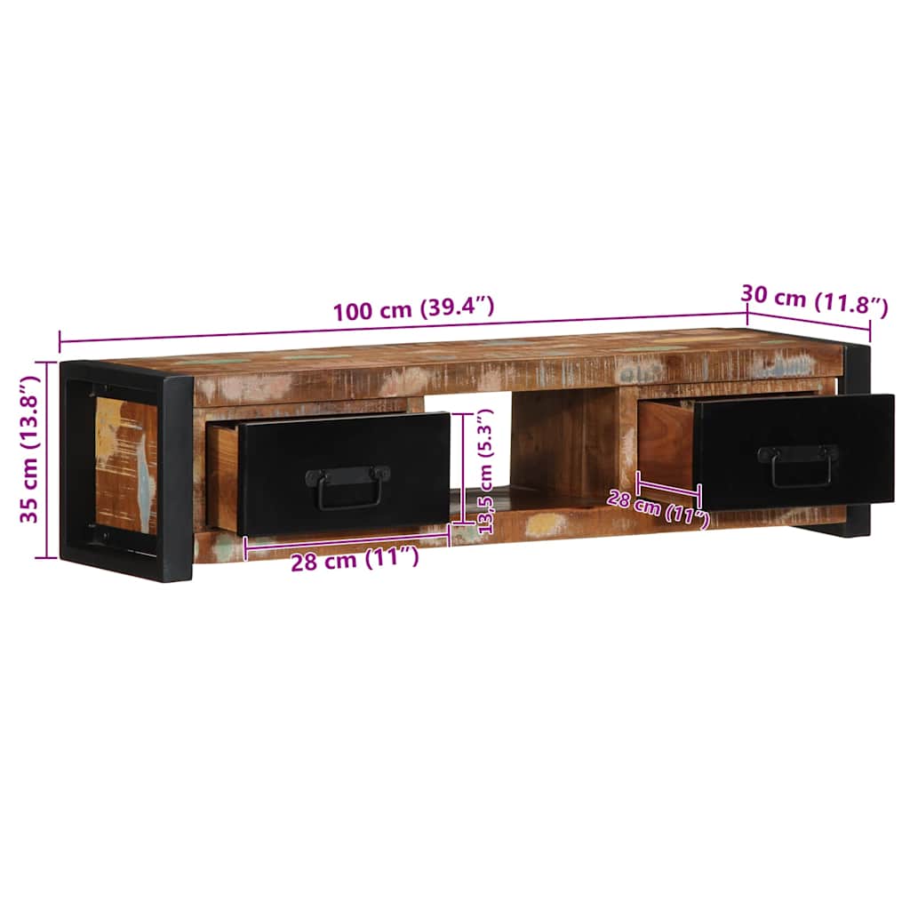 Tv-meubel 100x30x25 cm massief gerecycled hout is nu te koop bij PeponiXL, paradijselijk wonen!