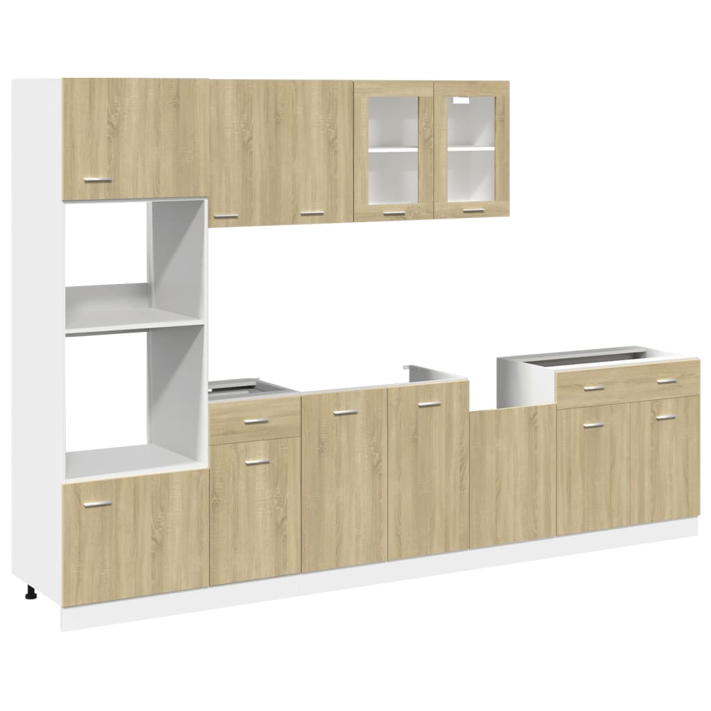 7-delige Keukenkastenset Lyon bewerkt hout sonoma eikenkleurig is nu te koop bij PeponiXL, paradijselijk wonen!
