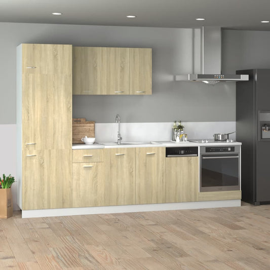 7-delige Keukenkastenset Lyon bewerkt hout sonoma eikenkleurig is nu te koop bij PeponiXL, paradijselijk wonen!