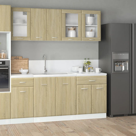 4-delige Keukenkastenset Lyon bewerkt hout sonoma eikenkleurig is nu te koop bij PeponiXL, paradijselijk wonen!