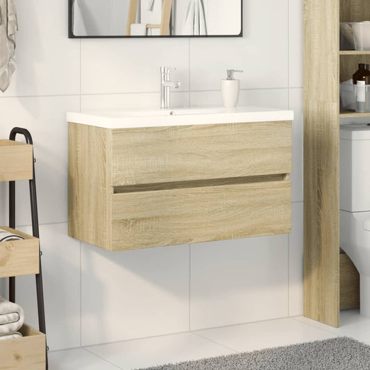 2-delige Badkamermeubelset keramiek en bewerkt hout is nu te koop bij PeponiXL, paradijselijk wonen!