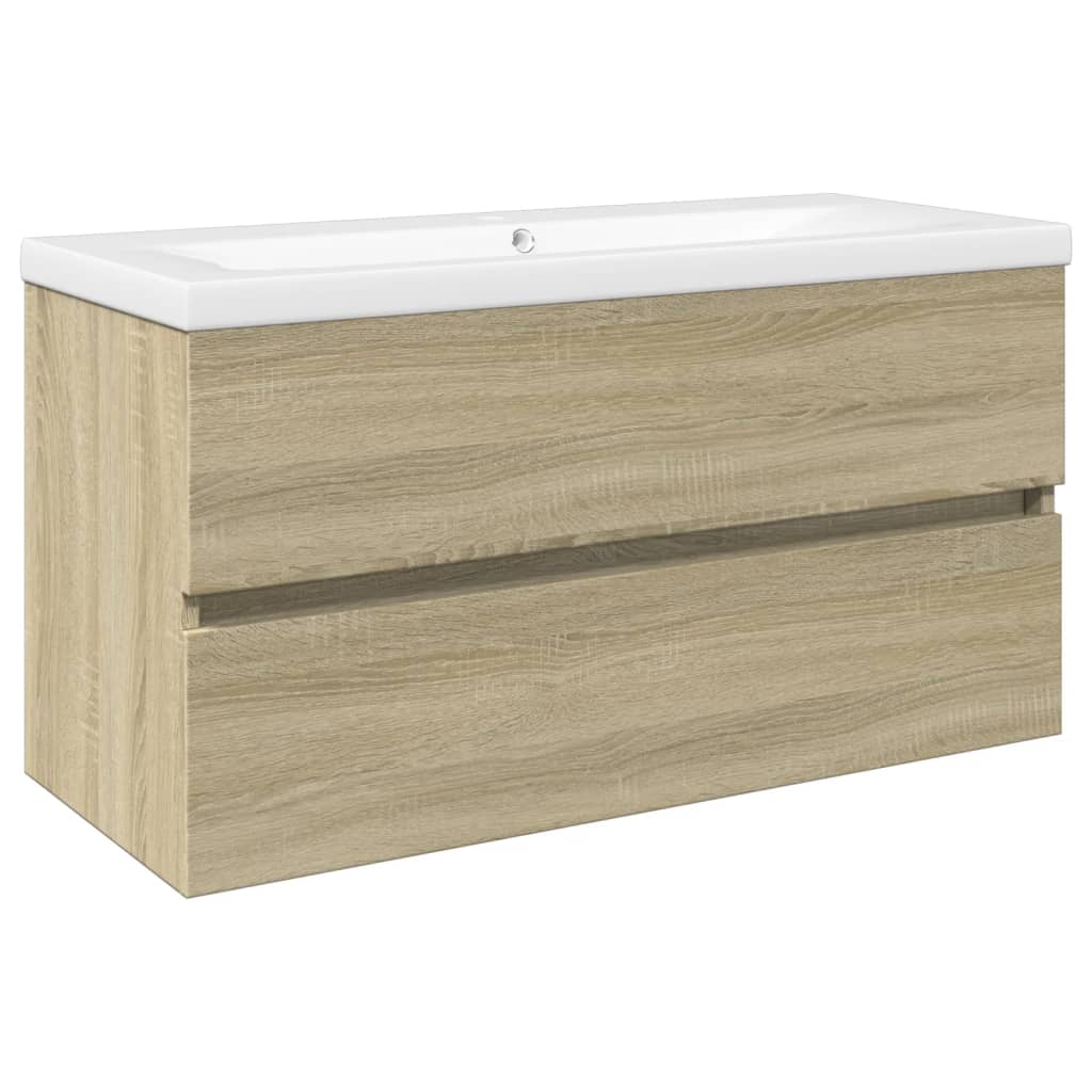 2-delige Badkamermeubelset keramiek en bewerkt hout is nu te koop bij PeponiXL, paradijselijk wonen!