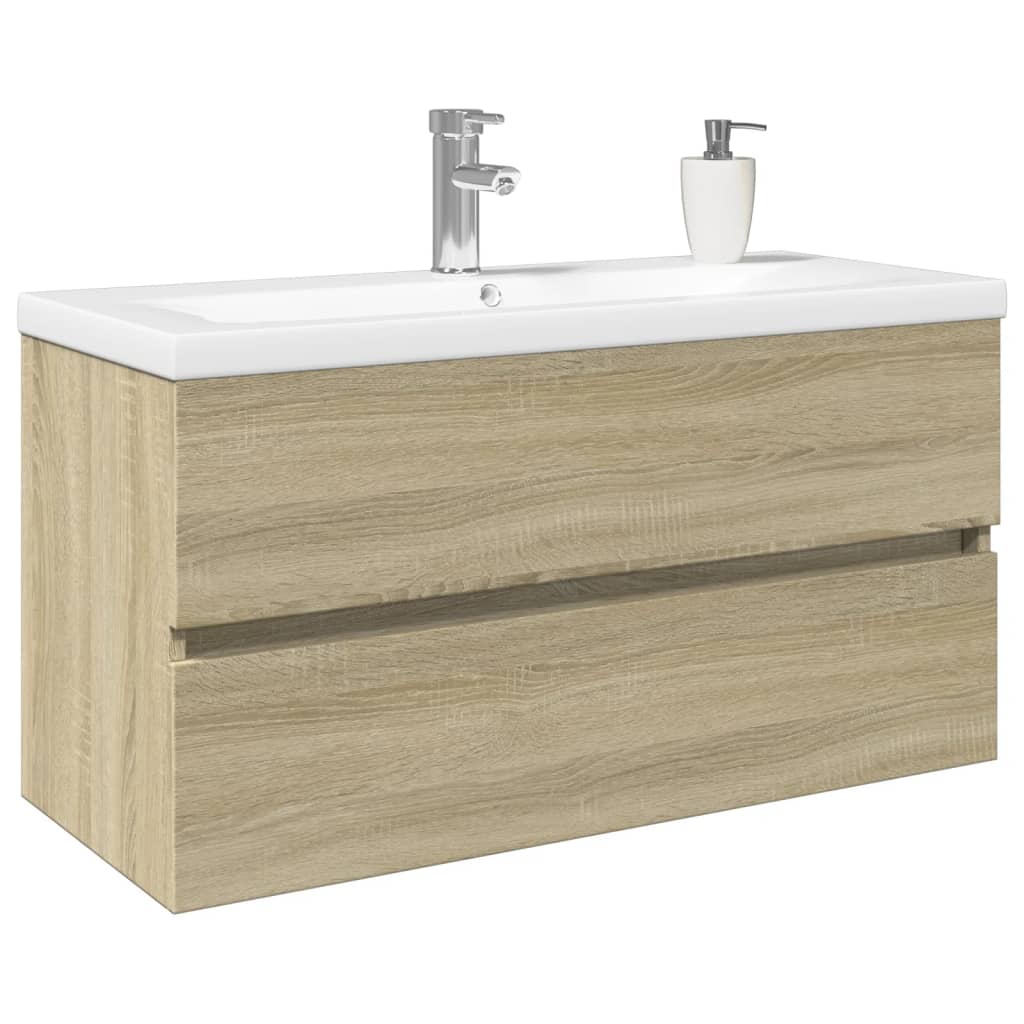 2-delige Badkamermeubelset keramiek en bewerkt hout is nu te koop bij PeponiXL, paradijselijk wonen!