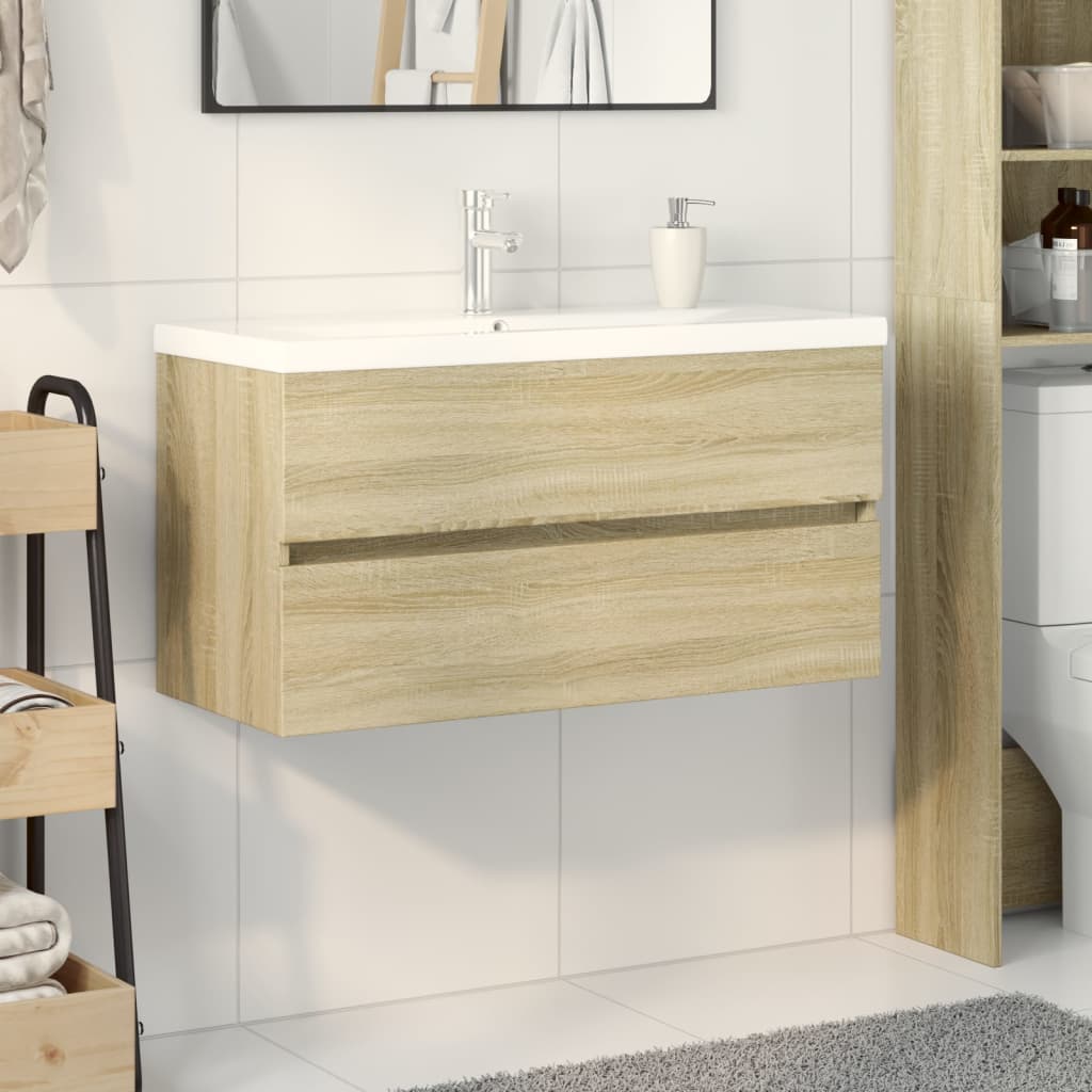 2-delige Badkamermeubelset keramiek en bewerkt hout is nu te koop bij PeponiXL, paradijselijk wonen!