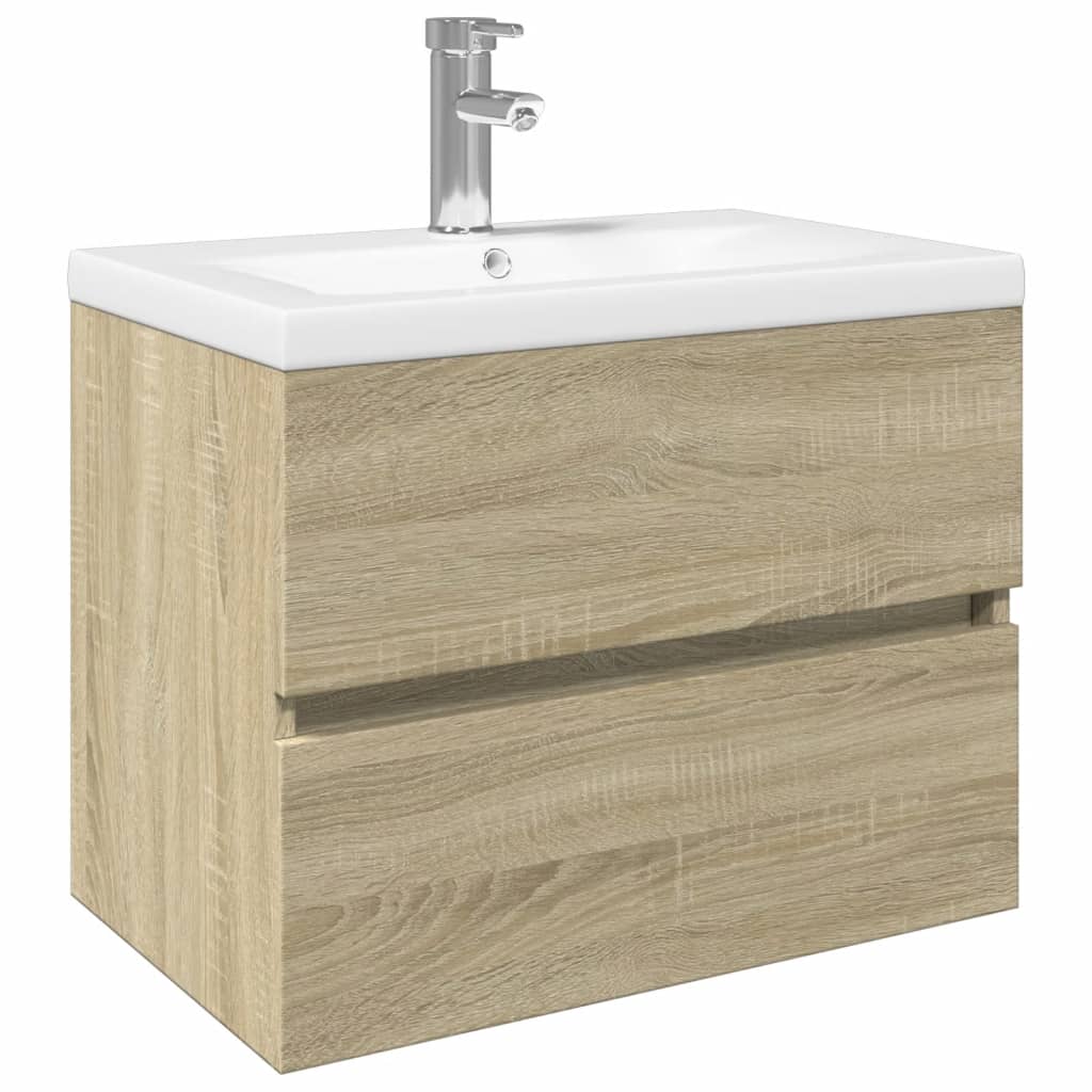 2-delige Badkamermeubelset keramiek en bewerkt hout is nu te koop bij PeponiXL, paradijselijk wonen!