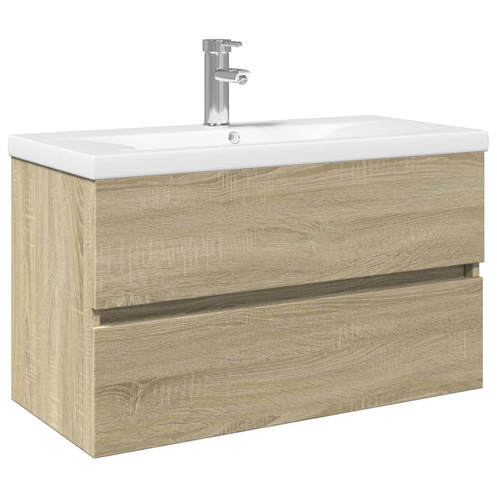 2-delige Badkamermeubelset keramiek en bewerkt hout is nu te koop bij PeponiXL, paradijselijk wonen!