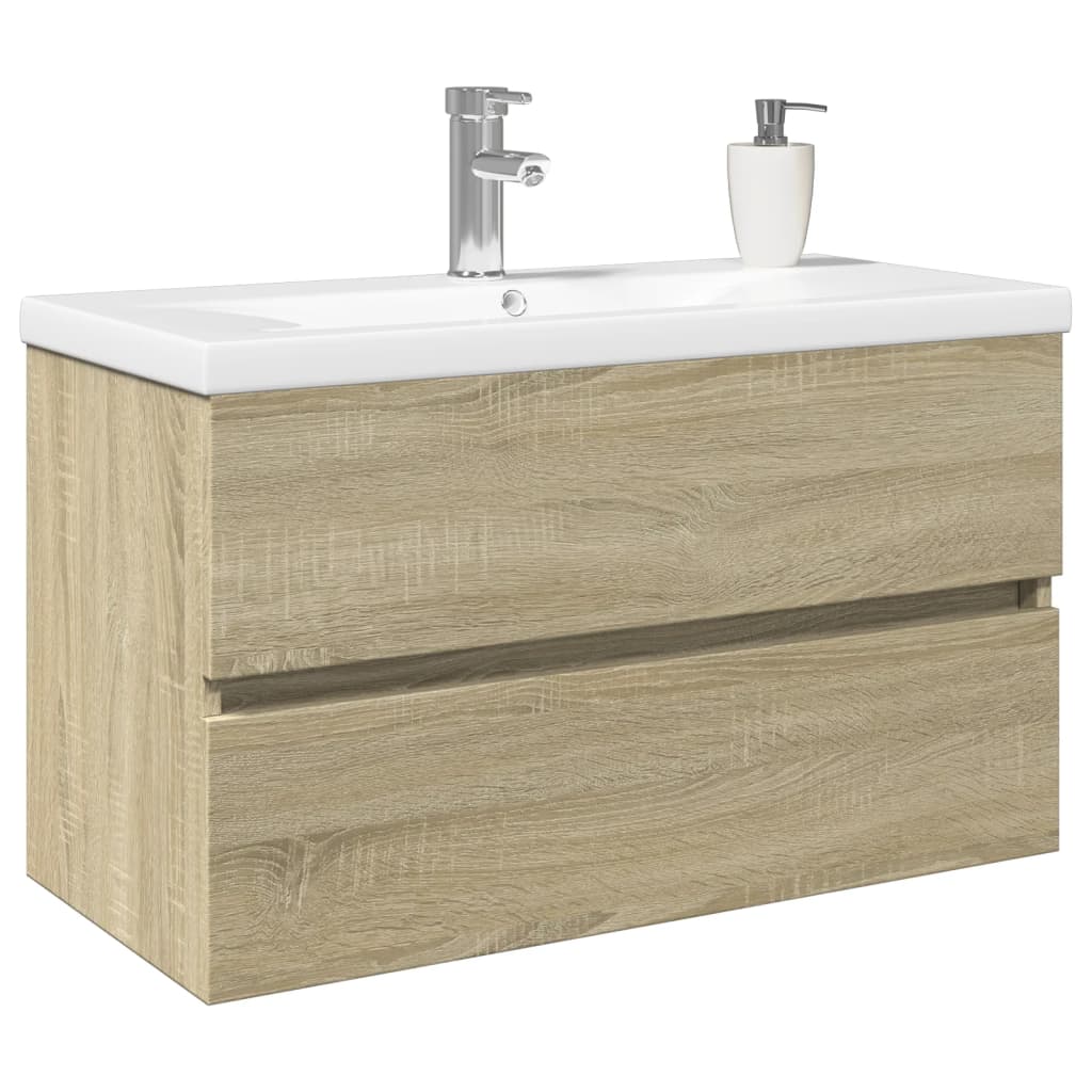 2-delige Badkamermeubelset keramiek en bewerkt hout is nu te koop bij PeponiXL, paradijselijk wonen!