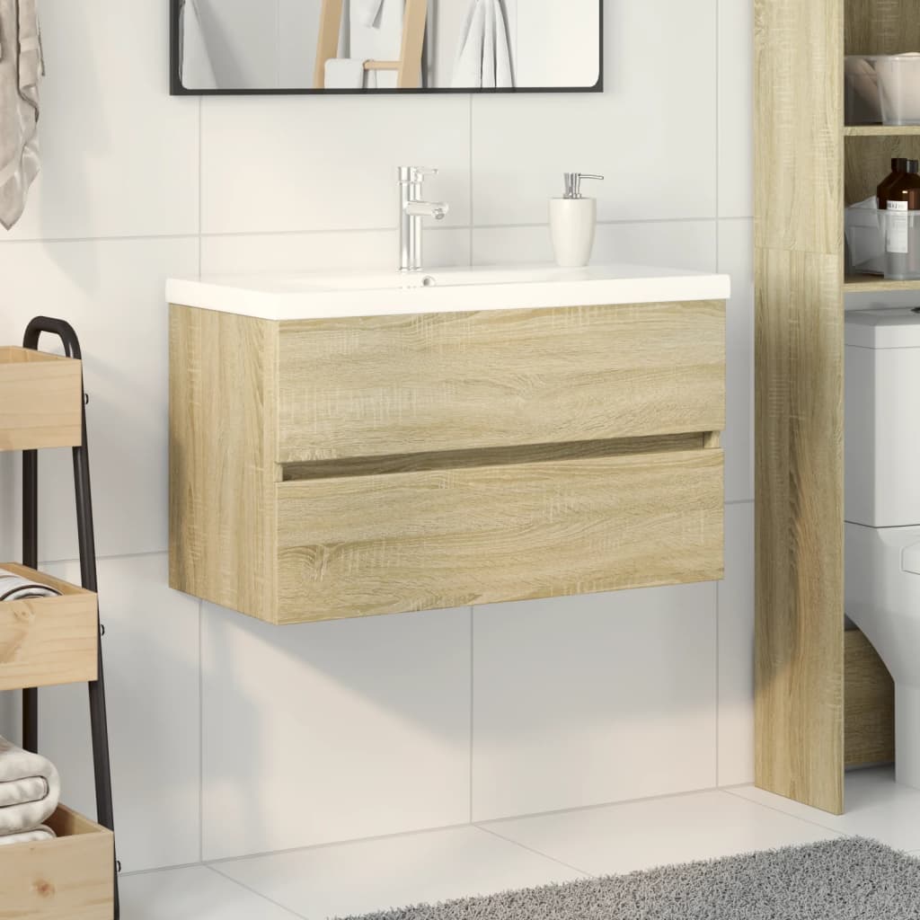 2-delige Badkamermeubelset keramiek en bewerkt hout is nu te koop bij PeponiXL, paradijselijk wonen!