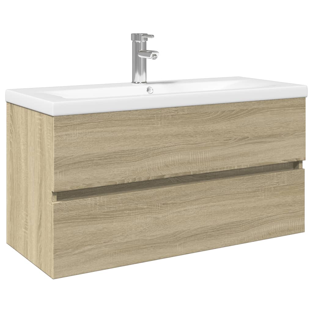 2-delige Badkamermeubelset keramiek en bewerkt hout is nu te koop bij PeponiXL, paradijselijk wonen!