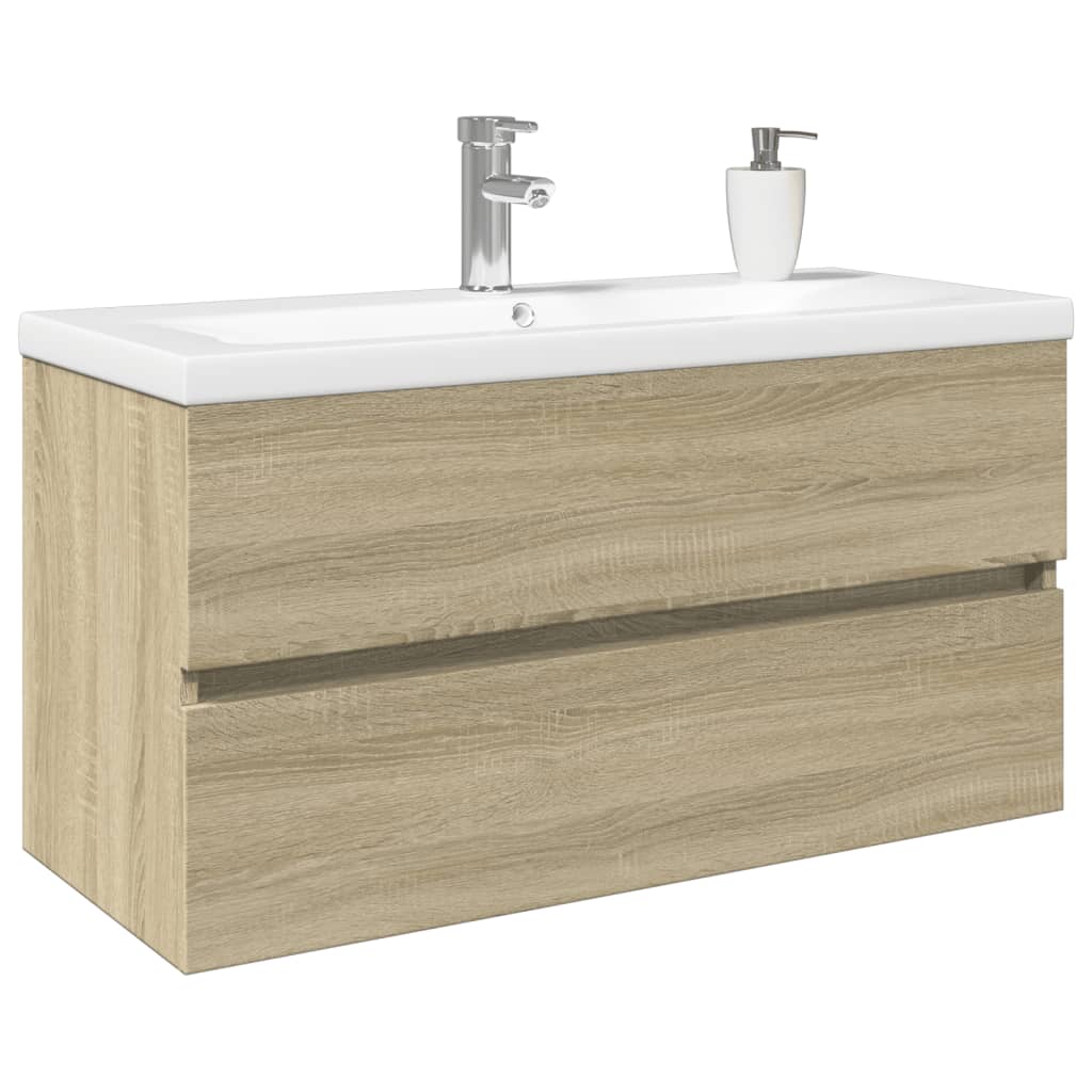 2-delige Badkamermeubelset keramiek en bewerkt hout is nu te koop bij PeponiXL, paradijselijk wonen!