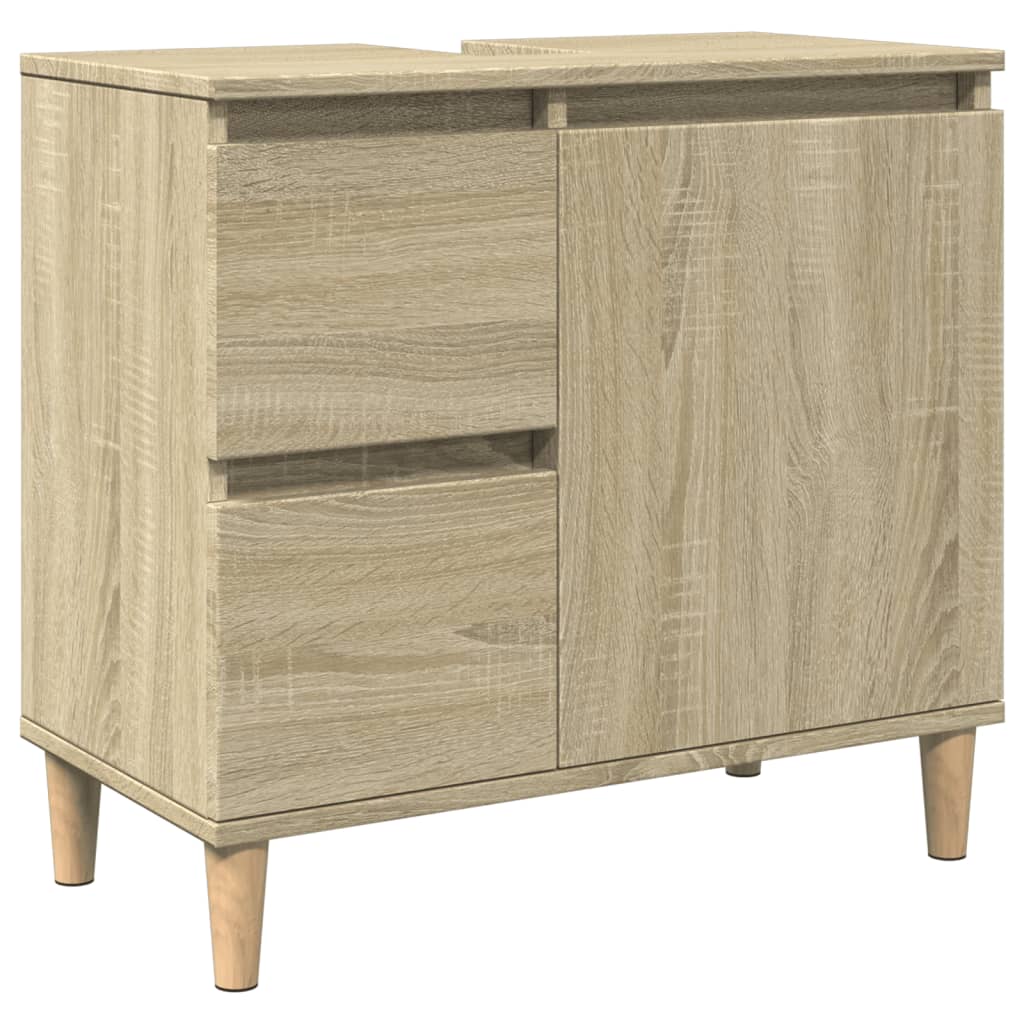 3-delige Badkamermeubelset bewerkt hout sonoma eikenkleurig is nu te koop bij PeponiXL, paradijselijk wonen!