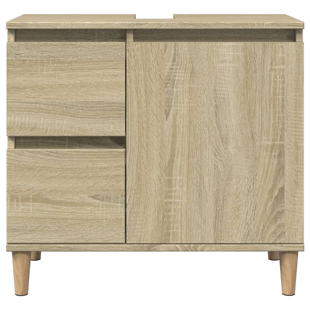 3-delige Badkamermeubelset bewerkt hout sonoma eikenkleurig is nu te koop bij PeponiXL, paradijselijk wonen!