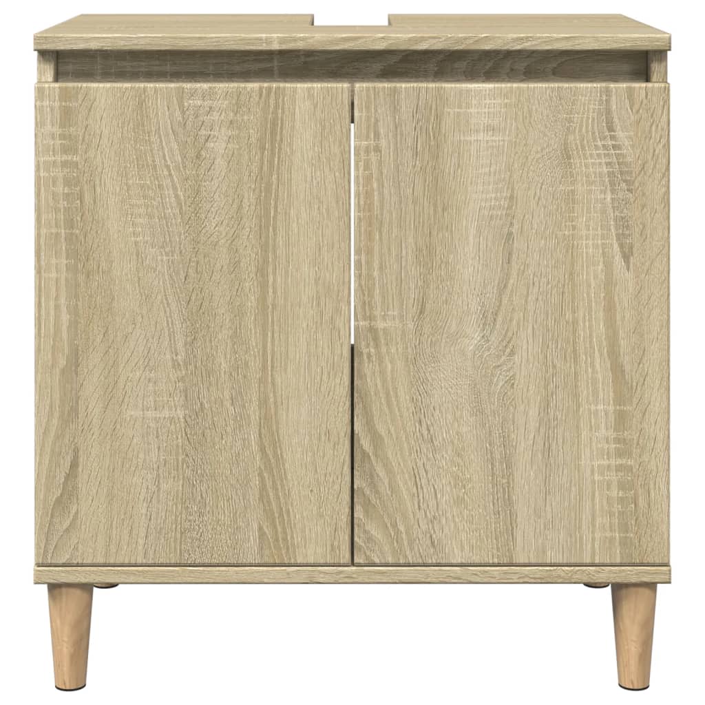 3-delige Badkamermeubelset bewerkt hout sonoma eikenkleurig is nu te koop bij PeponiXL, paradijselijk wonen!