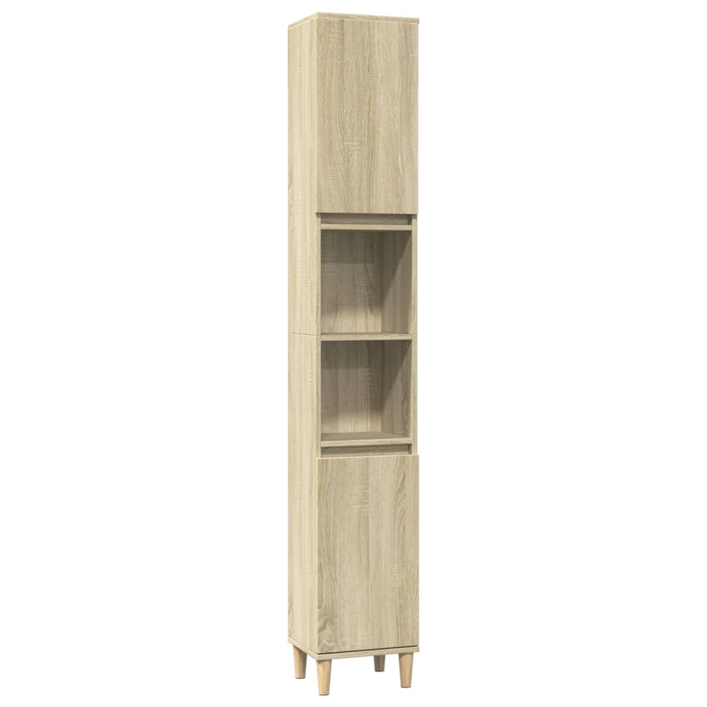 3-delige Badkamermeubelset bewerkt hout sonoma eikenkleurig is nu te koop bij PeponiXL, paradijselijk wonen!