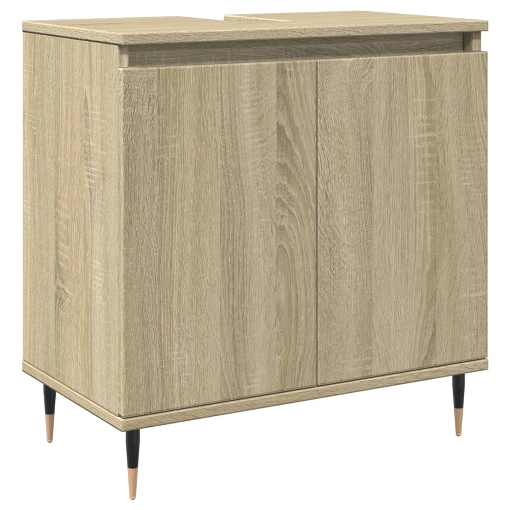 3-delige Badkamermeubelset bewerkt hout sonoma eikenkleurig is nu te koop bij PeponiXL, paradijselijk wonen!