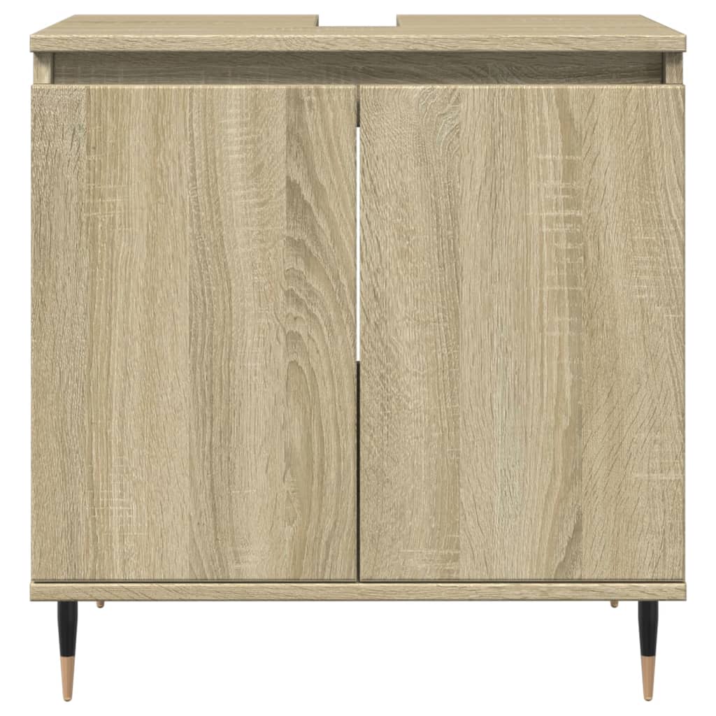 3-delige Badkamermeubelset bewerkt hout sonoma eikenkleurig is nu te koop bij PeponiXL, paradijselijk wonen!