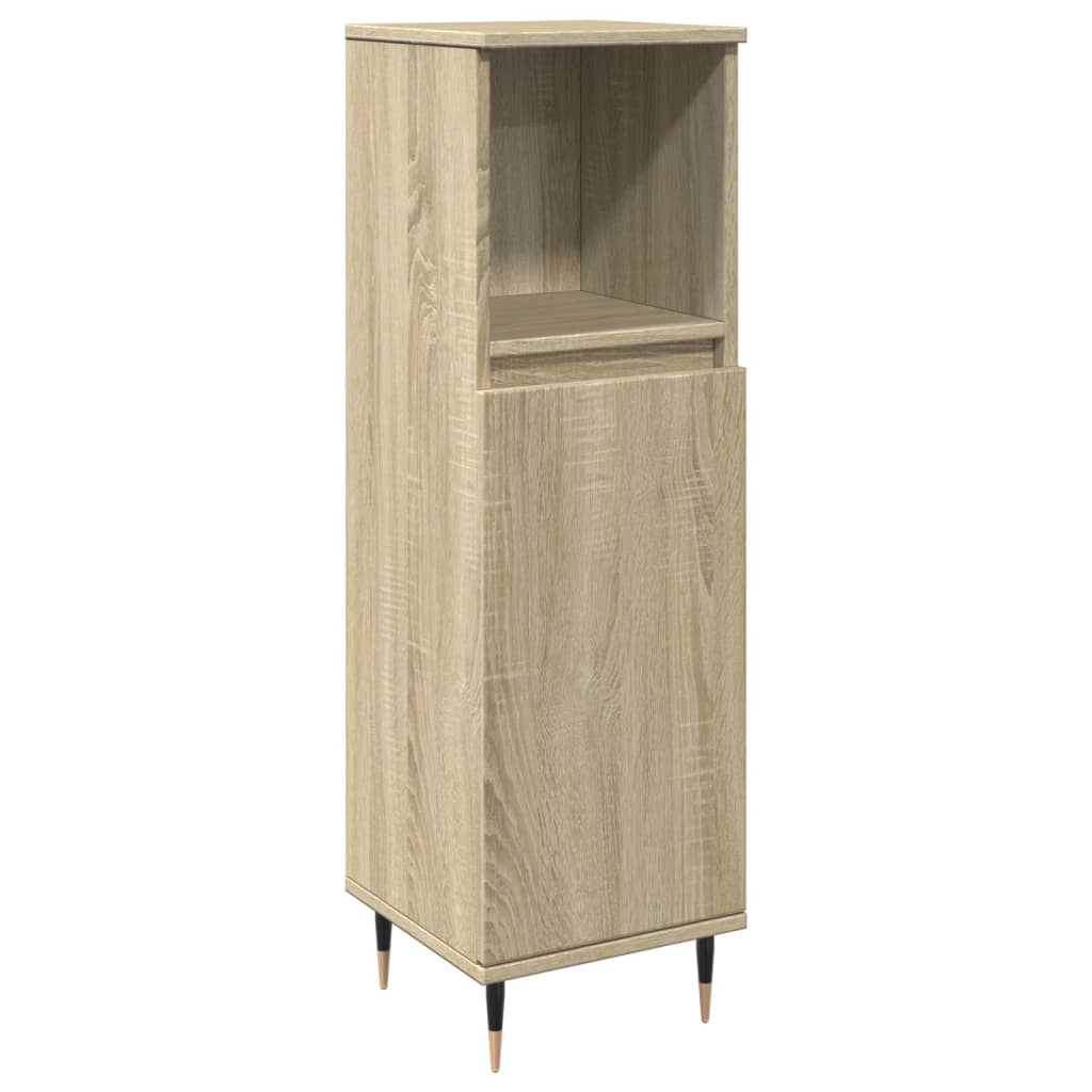 3-delige Badkamermeubelset bewerkt hout sonoma eikenkleurig is nu te koop bij PeponiXL, paradijselijk wonen!