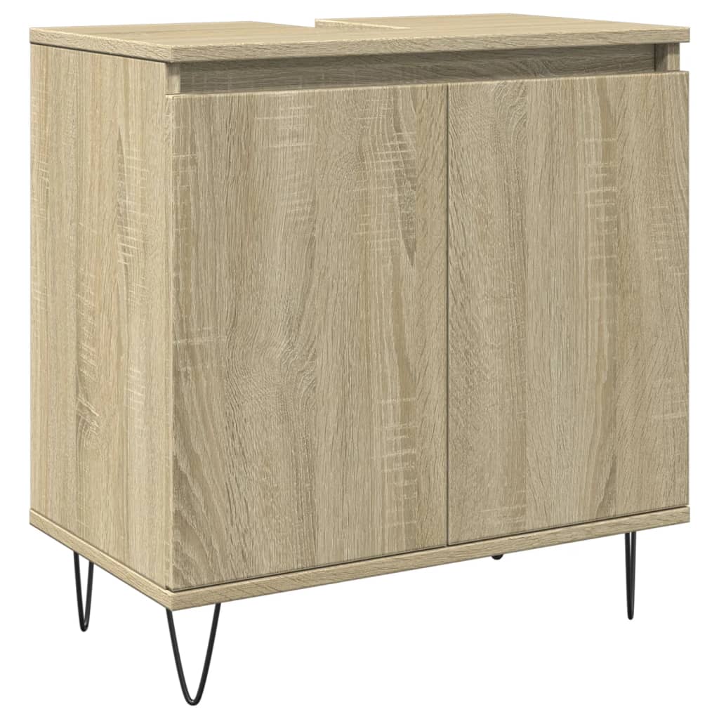 3-delige Badkamermeubelset bewerkt hout sonoma eikenkleurig is nu te koop bij PeponiXL, paradijselijk wonen!