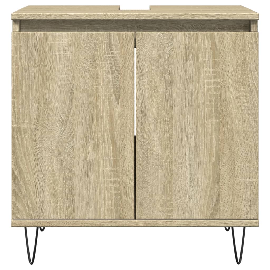 3-delige Badkamermeubelset bewerkt hout sonoma eikenkleurig is nu te koop bij PeponiXL, paradijselijk wonen!