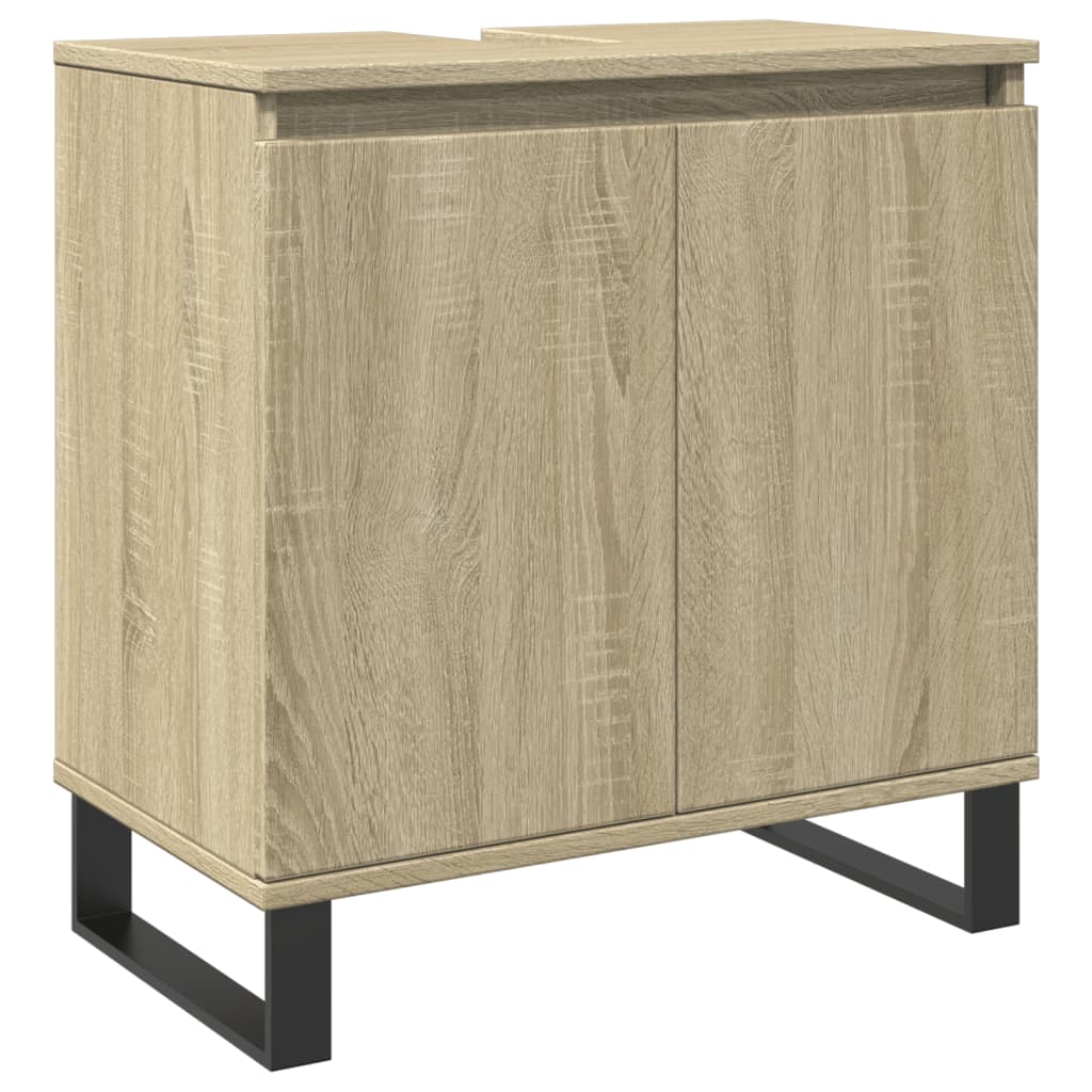 3-delige Badkamermeubelset bewerkt hout sonoma eikenkleurig is nu te koop bij PeponiXL, paradijselijk wonen!