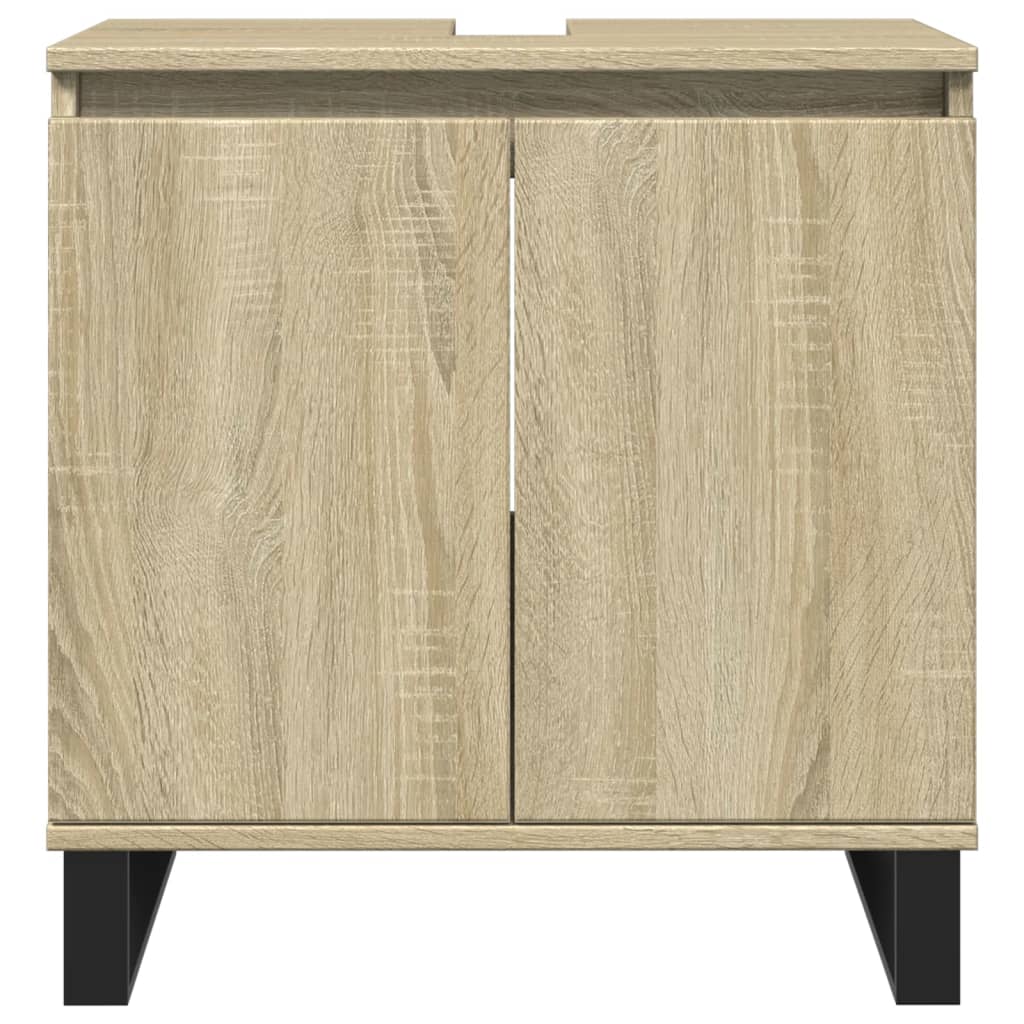 3-delige Badkamermeubelset bewerkt hout sonoma eikenkleurig is nu te koop bij PeponiXL, paradijselijk wonen!