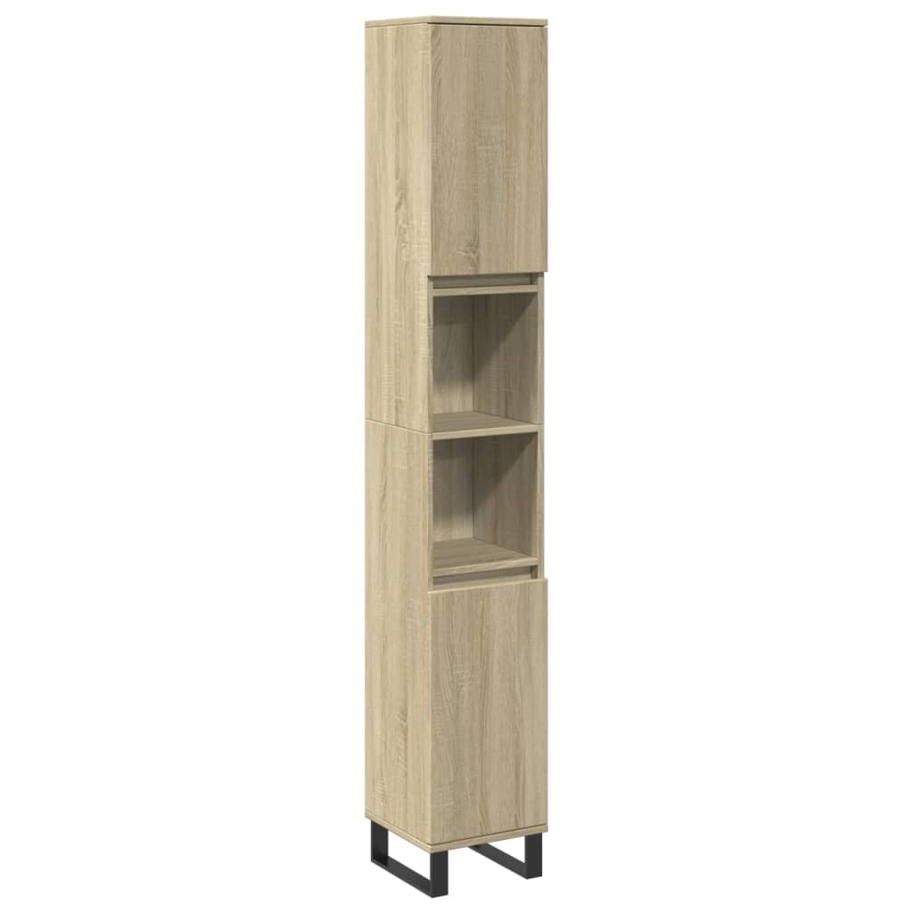 3-delige Badkamermeubelset bewerkt hout sonoma eikenkleurig is nu te koop bij PeponiXL, paradijselijk wonen!