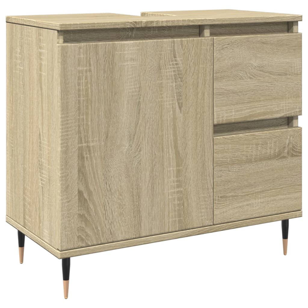 3-delige Badkamermeubelset bewerkt hout sonoma eikenkleurig is nu te koop bij PeponiXL, paradijselijk wonen!