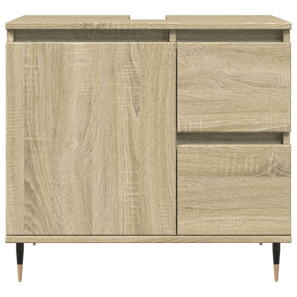 3-delige Badkamermeubelset bewerkt hout sonoma eikenkleurig is nu te koop bij PeponiXL, paradijselijk wonen!