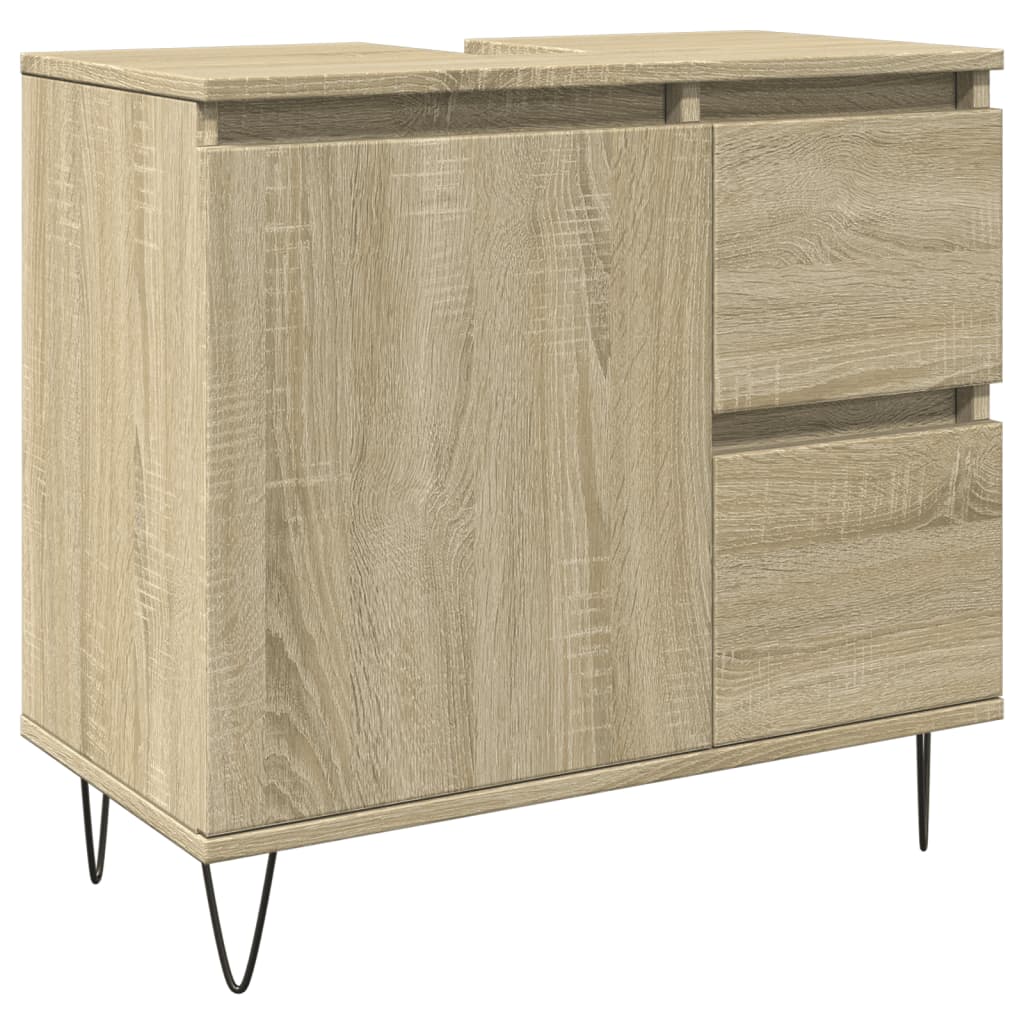 3-delige Badkamermeubelset bewerkt hout sonoma eikenkleurig is nu te koop bij PeponiXL, paradijselijk wonen!