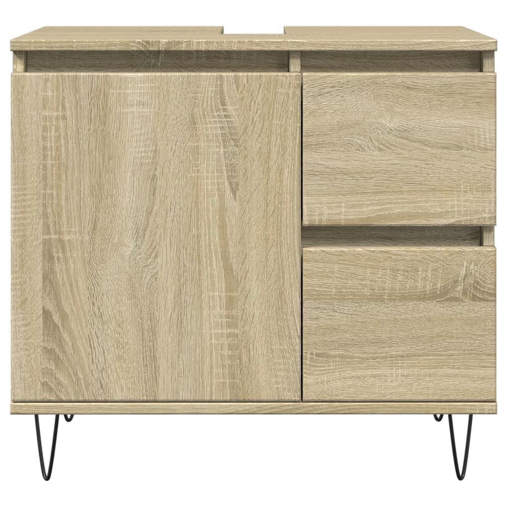 3-delige Badkamermeubelset bewerkt hout sonoma eikenkleurig is nu te koop bij PeponiXL, paradijselijk wonen!