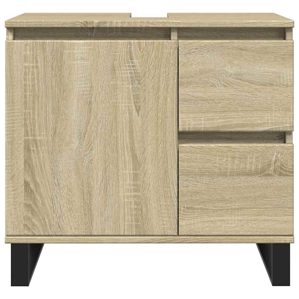 3-delige Badkamermeubelset bewerkt hout sonoma eikenkleurig is nu te koop bij PeponiXL, paradijselijk wonen!