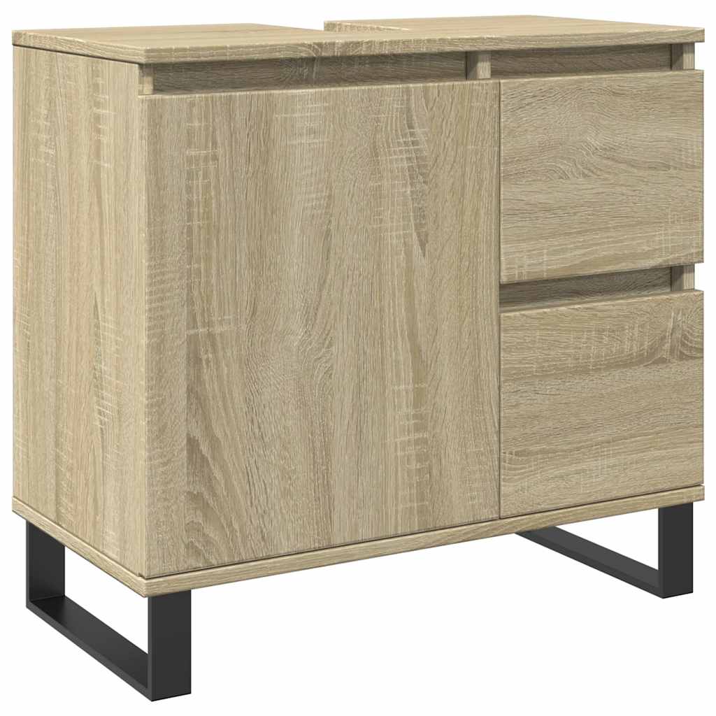3-delige Badkamermeubelset bewerkt hout sonoma eikenkleurig is nu te koop bij PeponiXL, paradijselijk wonen!