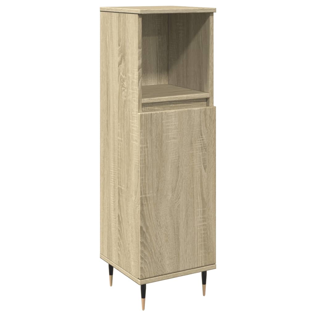 3-delige Badkamermeubelset bewerkt hout sonoma eikenkleurig is nu te koop bij PeponiXL, paradijselijk wonen!