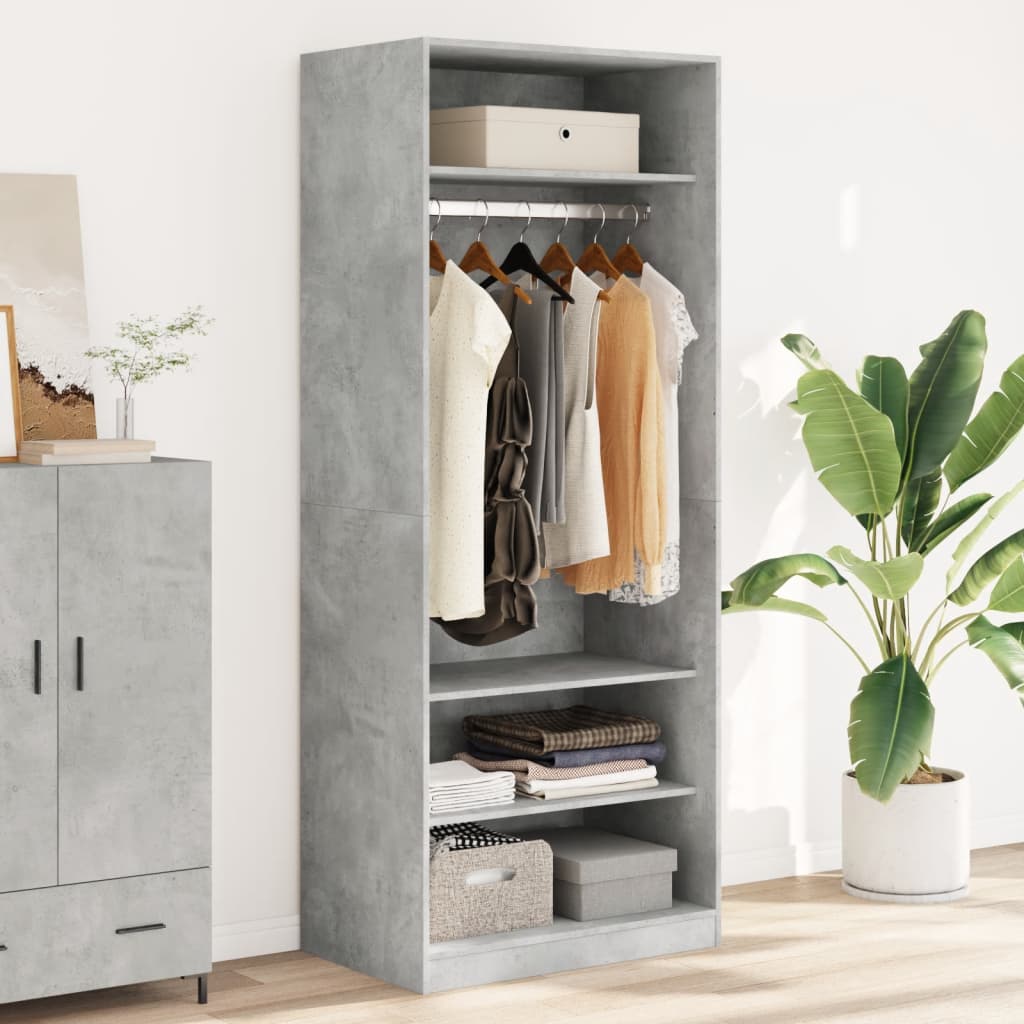 Kledingkast 80x50x200 cm bewerkt hout betongrijs is nu te koop bij PeponiXL, paradijselijk wonen!