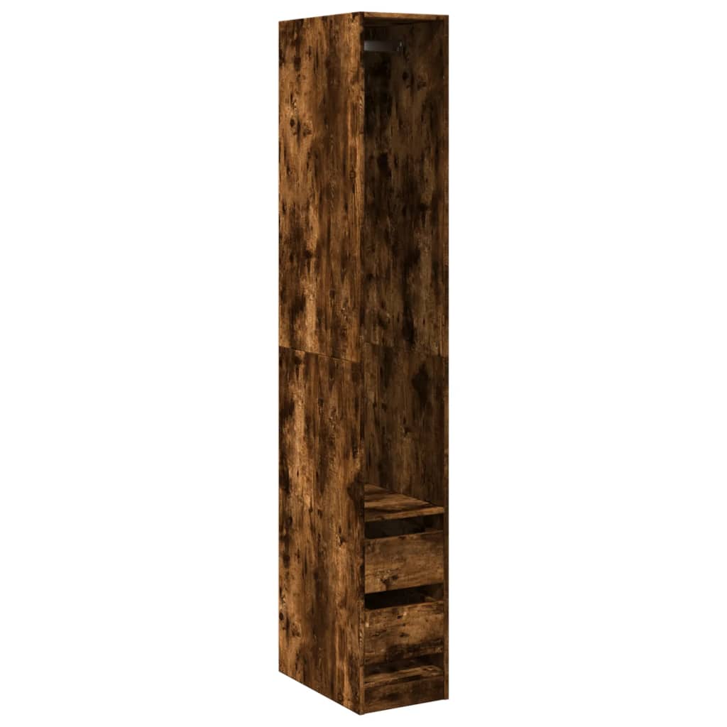 Kledingkast 30x50x200 cm bewerkt hout gerookt eikenkleurig is nu te koop bij PeponiXL, paradijselijk wonen!