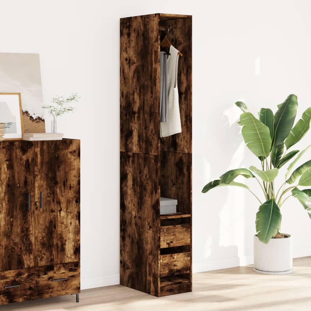 Kledingkast 30x50x200 cm bewerkt hout gerookt eikenkleurig is nu te koop bij PeponiXL, paradijselijk wonen!