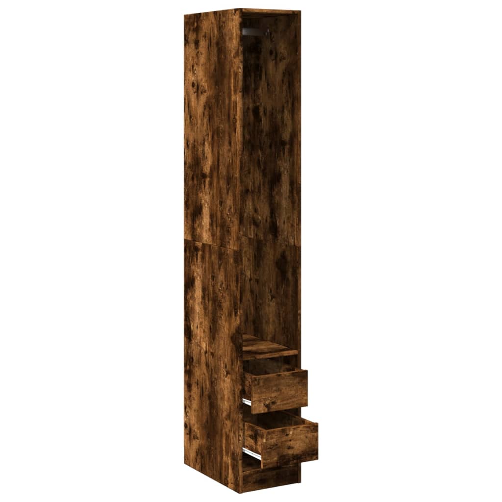 Kledingkast 30x50x200 cm bewerkt hout gerookt eikenkleurig is nu te koop bij PeponiXL, paradijselijk wonen!