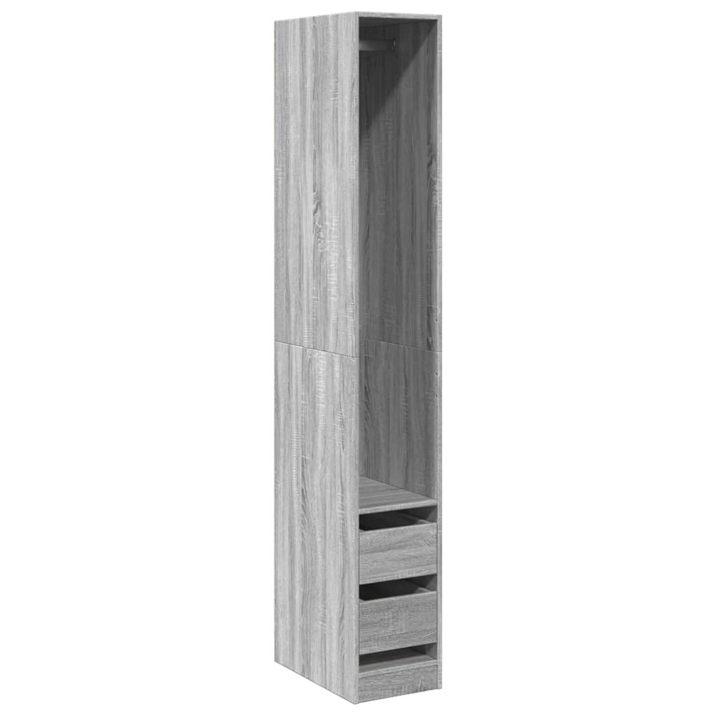 Kledingkast 30x50x200 cm bewerkt hout grijs sonoma eikenkleur is nu te koop bij PeponiXL, paradijselijk wonen!
