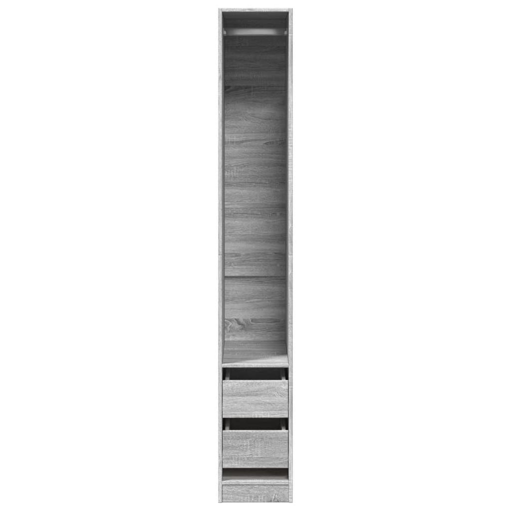 Kledingkast 30x50x200 cm bewerkt hout grijs sonoma eikenkleur is nu te koop bij PeponiXL, paradijselijk wonen!