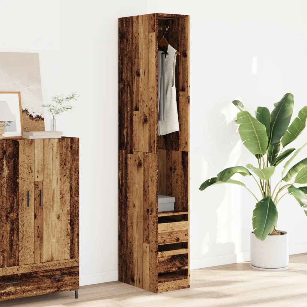 Kledingkast 30x50x200 cm bewerkt hout oud hout is nu te koop bij PeponiXL, paradijselijk wonen!