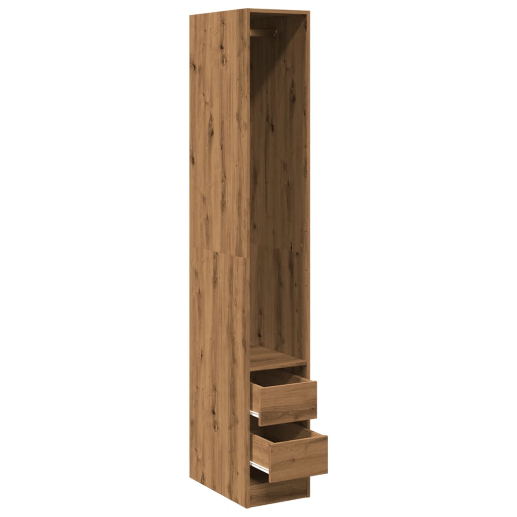 Kledingkast 30x50x200 cm bewerkt hout artisanaal eikenkleur is nu te koop bij PeponiXL, paradijselijk wonen!