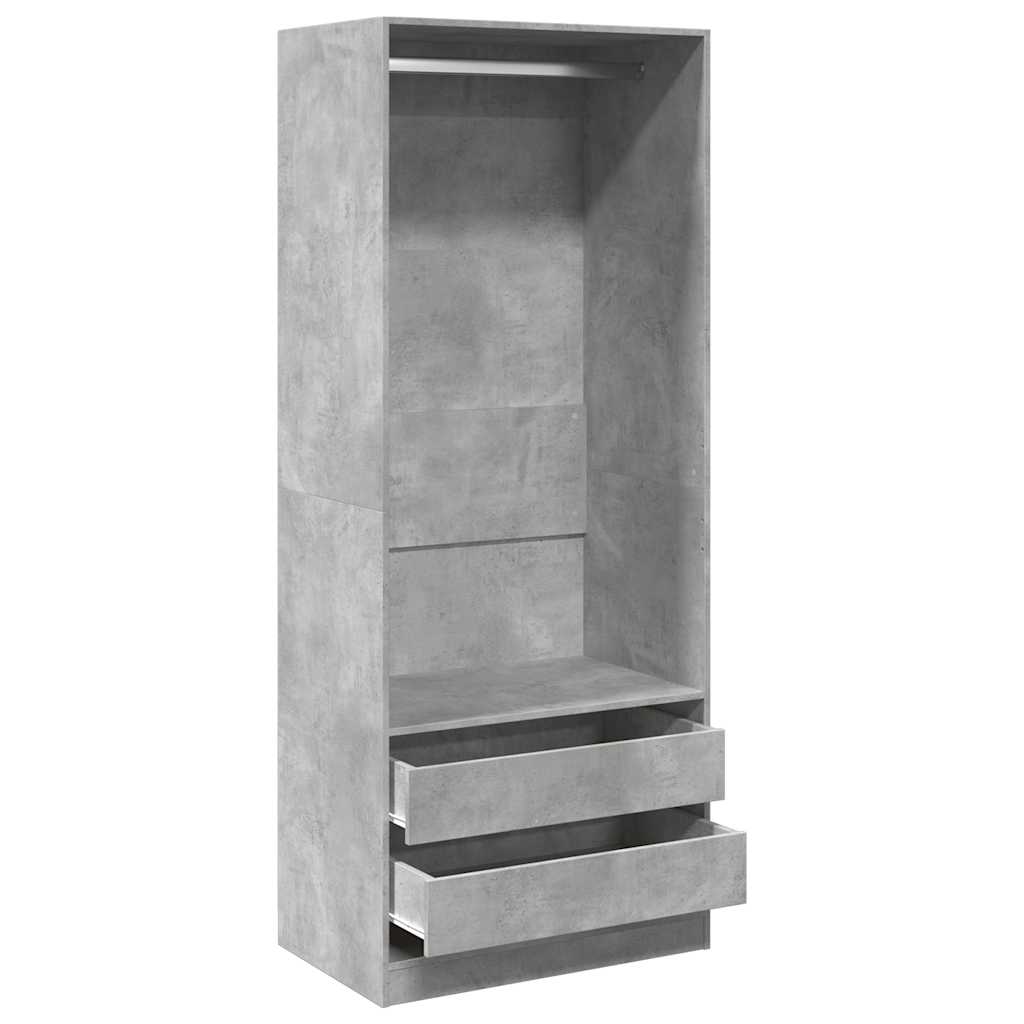 Kledingkast 80x50x200 cm bewerkt hout betongrijs is nu te koop bij PeponiXL, paradijselijk wonen!