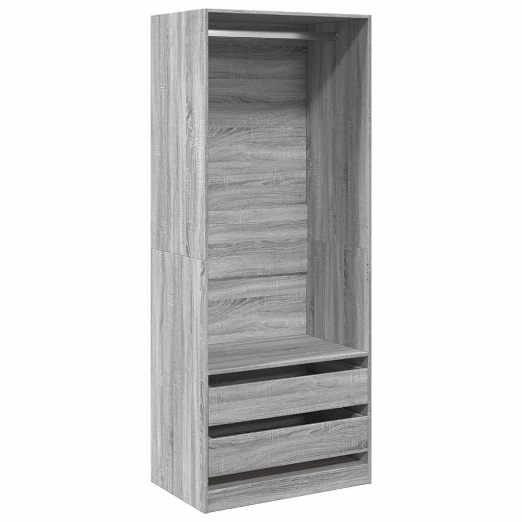Kledingkast 80x50x200 cm bewerkt hout grijs sonoma eikenkleur is nu te koop bij PeponiXL, paradijselijk wonen!
