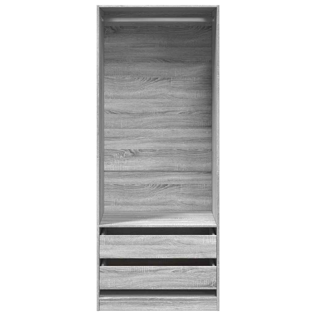 Kledingkast 80x50x200 cm bewerkt hout grijs sonoma eikenkleur is nu te koop bij PeponiXL, paradijselijk wonen!