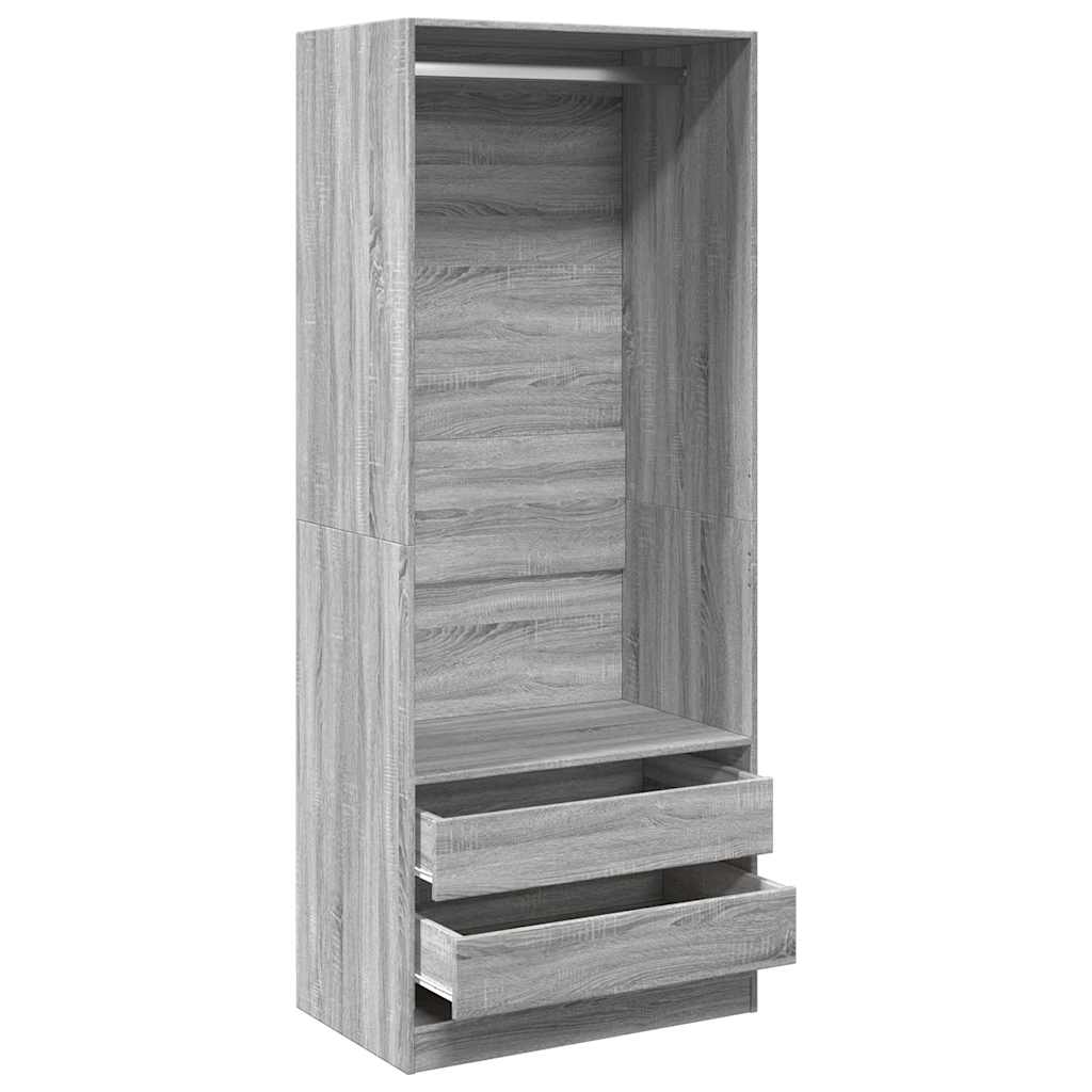 Kledingkast 80x50x200 cm bewerkt hout grijs sonoma eikenkleur is nu te koop bij PeponiXL, paradijselijk wonen!